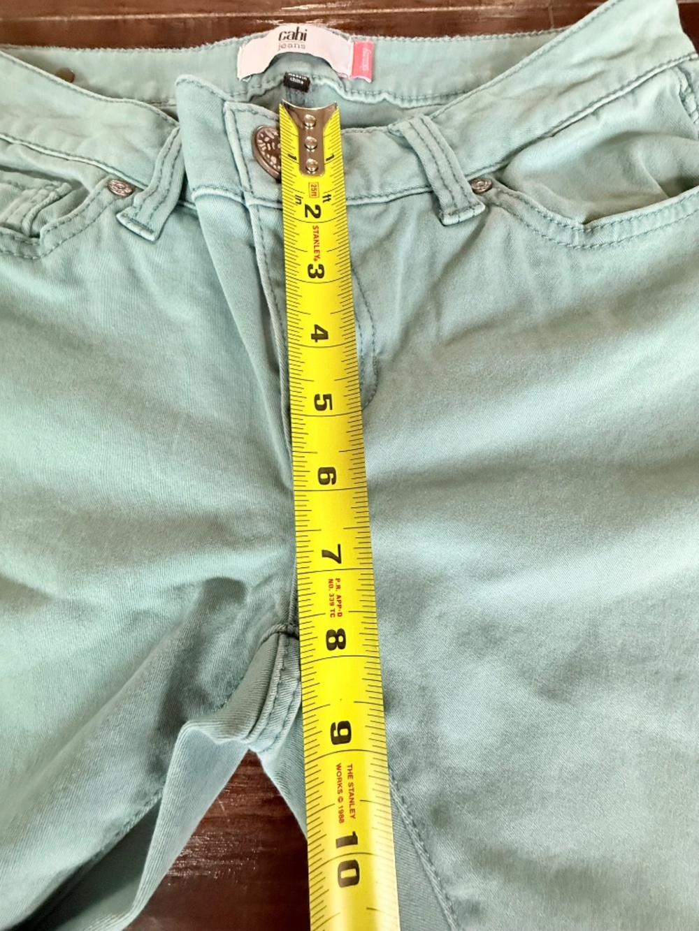CAbi #5169 Tidal Skinny Jeans Greenish-Blue Stretch Denim Size 4 - Picture 6 of 8